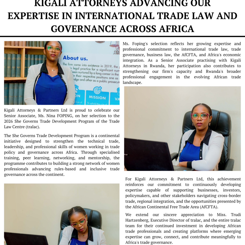Kigali attorneys Advancing Our Expertise in International Trade Law and Governance Across Africa celebretion